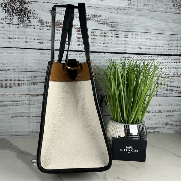 Coach Field Tote 30 Colorblock Black Tan Cream Tote Hand Shoulder Bag Fall Unise - Picture 11 of 15